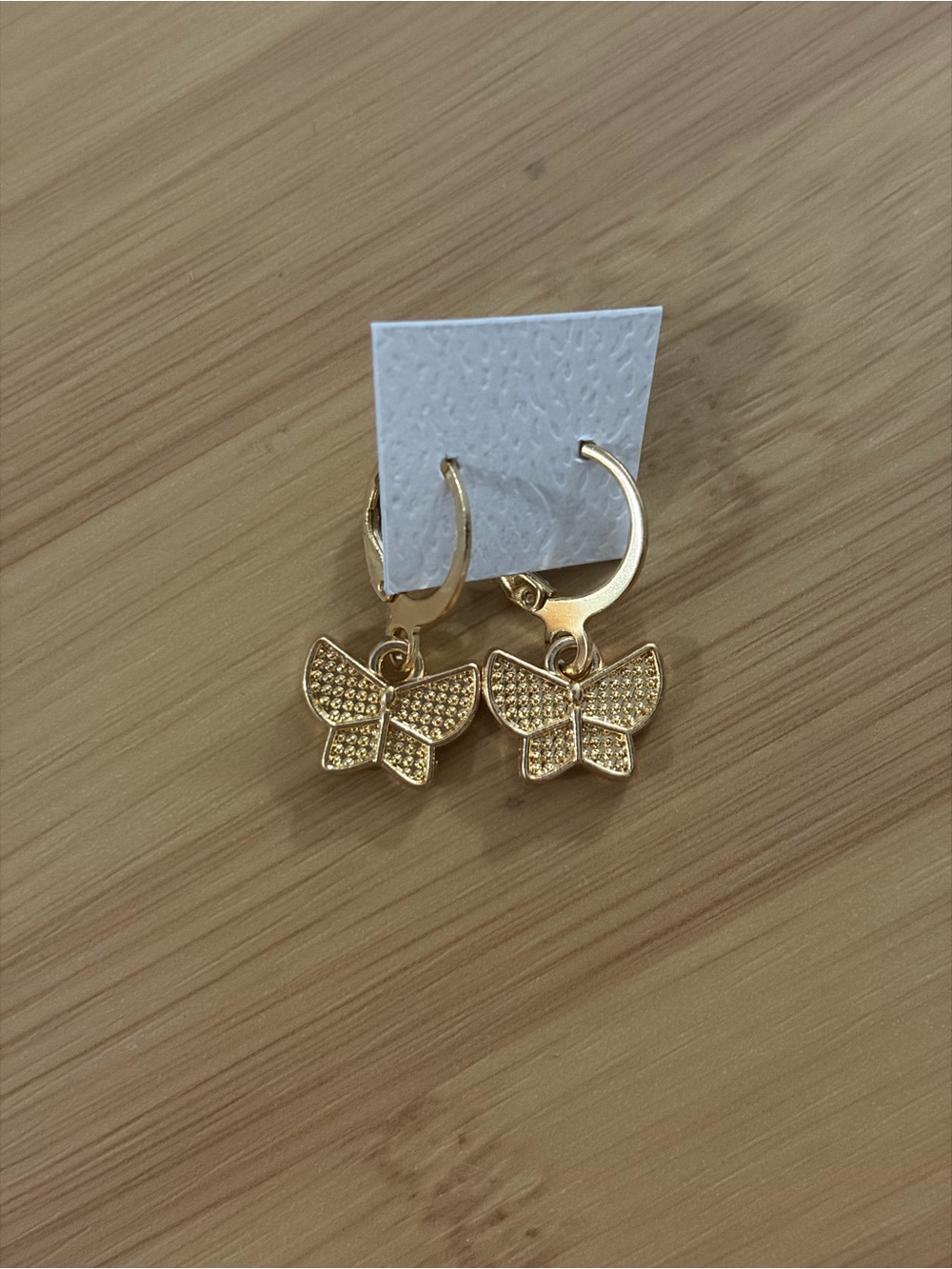 Gold Butterfly Charm Hoop Earrings